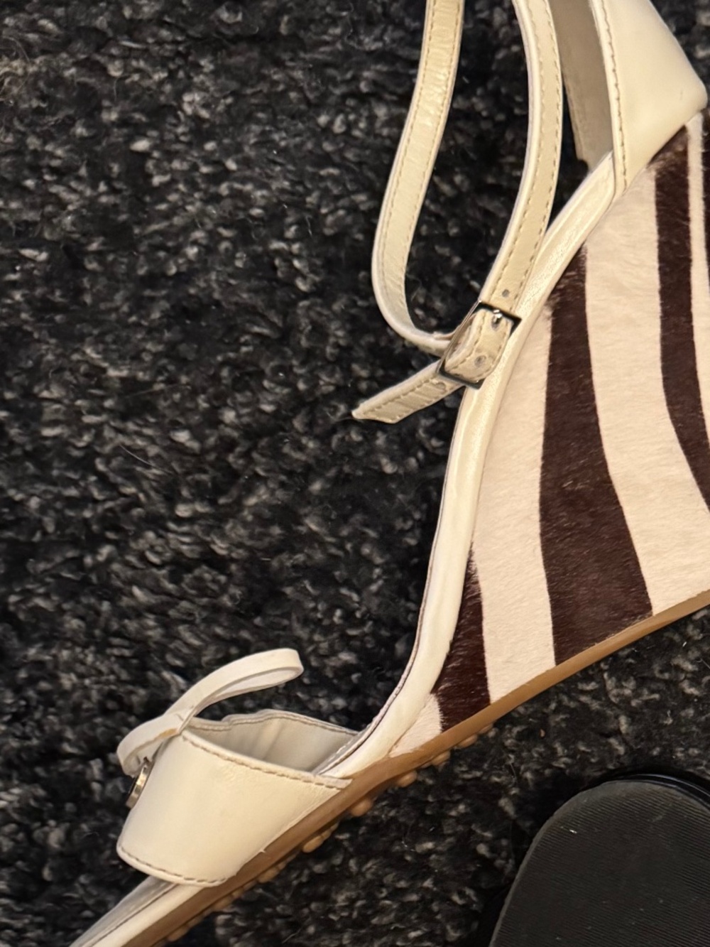 Tod's Zebra Pony Skin Wedge Sandals - Size 38.5